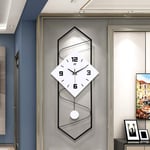 N\C Modern Wall Clock With Pendulum, Solid Wood Large Dial Living Room Clock, Sweep Movement Not-ticking Mute Quartz Wall Clock-a 30x70cm(12x28inch)