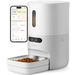 Pawsync Distributeur Croquettes Chat Automatique, 2.4G WiFi avec APP Rapport de Régime, 3.6L sans BPA Bol 304 Acier Inoxydable, Repas jusqu'à 10, Double Alimentation Gamelle