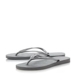 Havaianas Womens Ladies - Slim Metallic Flip Flop - Grey - Size EU 41