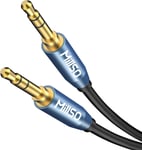 Câble Jack Audio Cable Auxiliaire 3.5mm Cable Audio stéréo mâle vers mâle [Plaqué Or] en pour Casque, Autoradio, Smartphones, MP3-1M Noir