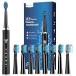 Sonic Electric Toothbrush for Adults and Kids - Rechargeable Sonic Toothbrush with 8 Brush Heads, 120 Days of Use with 3-Hour Fast Charge, 5 Modes with 2 Minutes Built in Smart Timer, Gift for Family