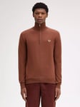 Fred Perry Zip Neck Merino Wool Blend Jumper, Whisky Brown