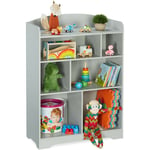 Relaxdays Étagère pour enfant Bibliothèque de chambre d'enfant, 7 compartiments, HxLxP : 100 x 71,5 x 34 cm, MDF, gris