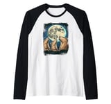 Three Capybara Mystic Moon - 3 Majestic Capybaras Raglan Baseball Tee