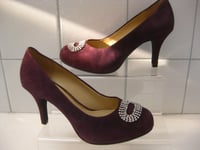 CLARKS SHOES STILETTO COURT 4 37 DRUM ROLL diamante purple suede high heels sexy