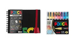 Posca - A5 BlackBook & PC3M - Fine Tip Pen - Soft Colors 8 pc