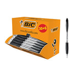 BIC Atlantis Classic Stylos-Bille Rétractables Pointe Moyenne (1,0 mm) - Noir, Boîte de 30+6