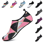 SAGUARO Homme Chaussures de Plage Femme Chaussures Aquatiques Unisexe Aqua Chaussettes Plongée d'eau Pieds Nus à séchage Rapide Yoga Chaussettes Triangle Rose47EU