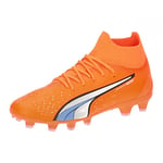PUMA Unisex Kids Ultra Pro Fg/Ag Jr Soccer Shoe, Ultra Orange Puma White Blue Glimmer, 11 UK