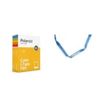 Polaroid 6009 Color Film for i-Type - Double Pack, 8.8 cm X 10.7 cm & Camera Strap Flat – Blue stripe