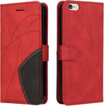 Coque Pour Iphone 6s Plus / 6 Plus (5,5 Pouces), Etui En Cuir Pu Portefeuille Housse Magnetique Und Flip Protection Case Avec Antichoc Tpu, Etui A Rabat, Fentes Pour Cartes (Rouge)