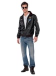 Smiffys Top Gun Bomber Jacket, Adults Brown Leather Look Maverick Jacket, Official Top Gun License Costume with Aviation Badges, Pocket Detail & Faux Leather, Official Top Gun Halloween Fancy Dress