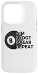 Coque pour iPhone 14 Pro Pool Aim Shoot Swear Repeat – Funny Pool Black 8 Ball