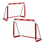 Relaxdays But de Football, Lot de 2, Enfants et Adultes, HLP : 110 x 150 x 75 cm, métal, Cage Stable pour Foot, Rouge