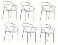 Trousse 6 Chaises Polypropylène BAR Restaurant Interne Extérieur Jardin Blanc