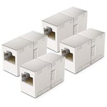 deleyCON 4 Pièces RJ45 Coupleur Cat6 - Rallonge de Câble LAN et Connecteur de Câble Réseau pour Switch TV PS5 PS4 ADSL Modem TV Box Router et PC - Adaptateur de Câble Patch avec POE RJ45 Connexion LAN