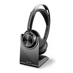 Poly - Voyager Focus 2 UC USB-A Headset with Stand (Plantronics) - Bluetooth Dual-Ear (Stereo) Headset with Boom Mic - USB-A PC/Mac Compatible - Active Noise Canceling - Works with Teams, Zoom & more