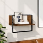 vidaXL Wall Shelf with Bar Brown Oak 40x25x30 cm