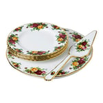 Royal Albert 1051422 Old Country Roses Cake Server 6 pc Set, Bone China, Multi