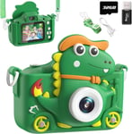 Appareil Photo Enfant Dinosaure, 2"" 1080P Appareil Photo Numérique, HD Selfie Apareille Photo 32G, Eouet Enfant Et Cadeau Fille 3 4 5 6 7 8 9 10 11 12 Ans, Bien Jeux pour Enfants (Vert)