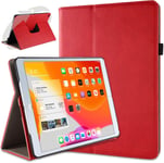 Rotatif Housse Pour Ipad 2020 (8. Gen.), Ipad 2019 (7. Gen.) 10,2 Pouces, Deluxe 360 Degrés Smart Coque De Protection Simili Cuir Coque Cover Et Case, Rouge