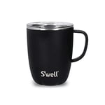 S'well Mug avec poignée, Onyx noir, 350ml. Mug isotherme sous vide en Acier inoxydable avec poignée, tasse de voyage avec couvercle coulissant - Lavable au lave-vaisselle