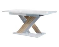 Buriti - table à manger extensible - blanc et chêne clair - 4 à 6 personnes - Best Mobilier