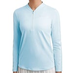 Nike Women Court Dri-FIT 1/2-Zip Tennis Top - Topaz Mist/White/White/Topaz Mist, Large