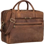 Sacoche Professionnelle Cuir Sac à Bandoulière Vintage Serviette XL Cartable Business Sac d'affaires pour Ordinateur 15.6 Pouces, Couleur:Torino - Marron