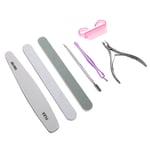 7pcs Nail File Cuticle Nippers Steel Pusher Dead Skin Removal Manicure Tool SG5