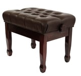 Cadenza Adjustable Leatherette Cushioned Deluxe Piano Stool - Polished Mahogany