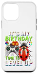 Coque pour iPhone 12 mini It's My Birthday Ladybug Time to Level Up Jeu vidéo