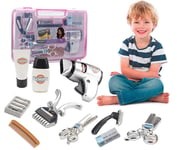 Kids Set of 2 Barber Shop Toy Hairstyle Salon Grooming Role Playset W/ Hairdryer