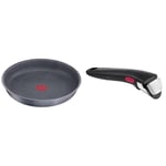 Tefal Ingenio Natural Force Poêle 24 cm, Empilable, Antiadhésive, Induction, Fabriqué en France L3960402 & Ingenio Poignée amovible noire, Empilable, Amovible, Verrouillage