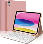 Coque Clavier pour iPad 10 EME Generation 10.9"" 2022, AZERTY Clavier Bluetooth Détachable Magnétique pour iPad 10eme Generation 10.9"" A2696 A2757 A2777, Rose