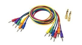 Korg - SQ-CABLE6 - 75cm Mini Jack Patch Leads with Two Adaptors - Pack of 6 - Mixed Colours