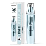 Ear and Nose Hair Trimmer Clipper, 2024 Professional Painless Eyebrow & Facial Hair Trimmer for Men Women, Battery-Operated Trimmer with IPX7 Waterproof, Dual Edge Blades for Easy Cleansing, Blue