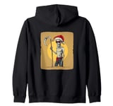 Funny Grim Reaper with Scythe and Christmas Hat Costume Zip Hoodie