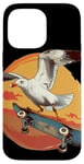 Coque pour iPhone 14 Pro Max Costume de mouette de skateboard pour les fans de patineurs et d'oiseaux de mer