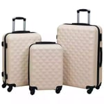 Hardcase Trolley Luggage Set 3 suitcases on Castors ABS Fabric Lining Gold