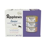 Applaws Senior Wet Cat Food for Mature Cats, Multipack Tuna and Chicken Selection in a soft Mousse 6 x 70g Tin