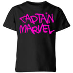 Captain Marvel Spray Text Kids' T-Shirt - Black - 5-6 Years - Black