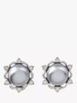 Eclectica Pre-Loved Rhodium Plated Faux Pearl and Swarovski Crystal Clip-On Earrings, Dated Circa 1980s