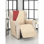 ECOMMERC3 Housse de Fauteuil 1 Place Relax Confort Maximum et Ajustement Complet - Housse pour Fauteuil 1 Place et Fauteuil Relax Couleur Beige/Rouge