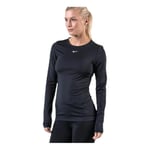 Nike W NP Top LS All Over Mesh T-Shirt à Manches Longues Femme, Black/(White), FR : XL (Taille Fabricant : XL)