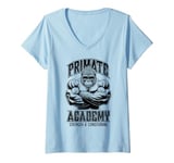 Womens Gorilla Gym Funny Primate Academy Strength & Conditioning V-Neck T-Shirt