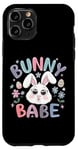 Coque pour iPhone 11 Pro Bunny Babe Fleurs de lapin de Pâques