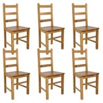 ORTA - Lot de 6 Chaises Teinté Chêne et Assises en Bois