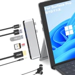 Accessoires Surface Pro 9/10/11/X, Station d'accueil Surface Pro 9/10/11/X avec HDMI 4K, USB-C Thunderbolt 4 (Display+Data+100W PD), 2 USB 3.0, 3.5mm, Lecteur de Cartes SD/TF