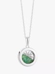 Rachel Jackson London Personalised Small Deco Sun Birthstone Amulet Necklace, Silver